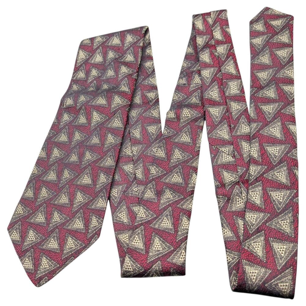 Robert Talbott Best of Class Tie Mens 57" Classic Silk Red Geometric Triangle - Picture 7 of 9